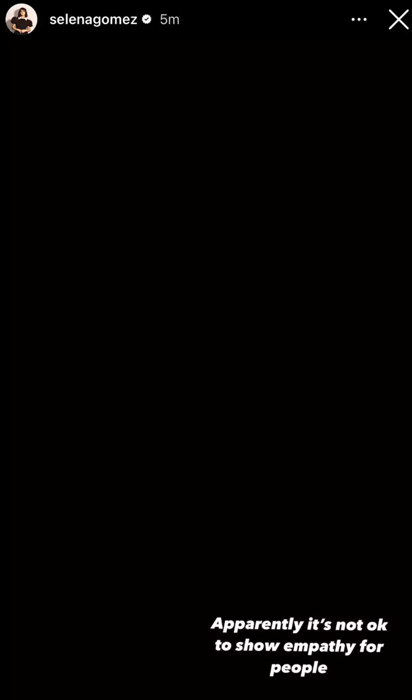 Selena Gomez issued a follow up message on her page after deleting the viral video (Instagram/@selenagomez)